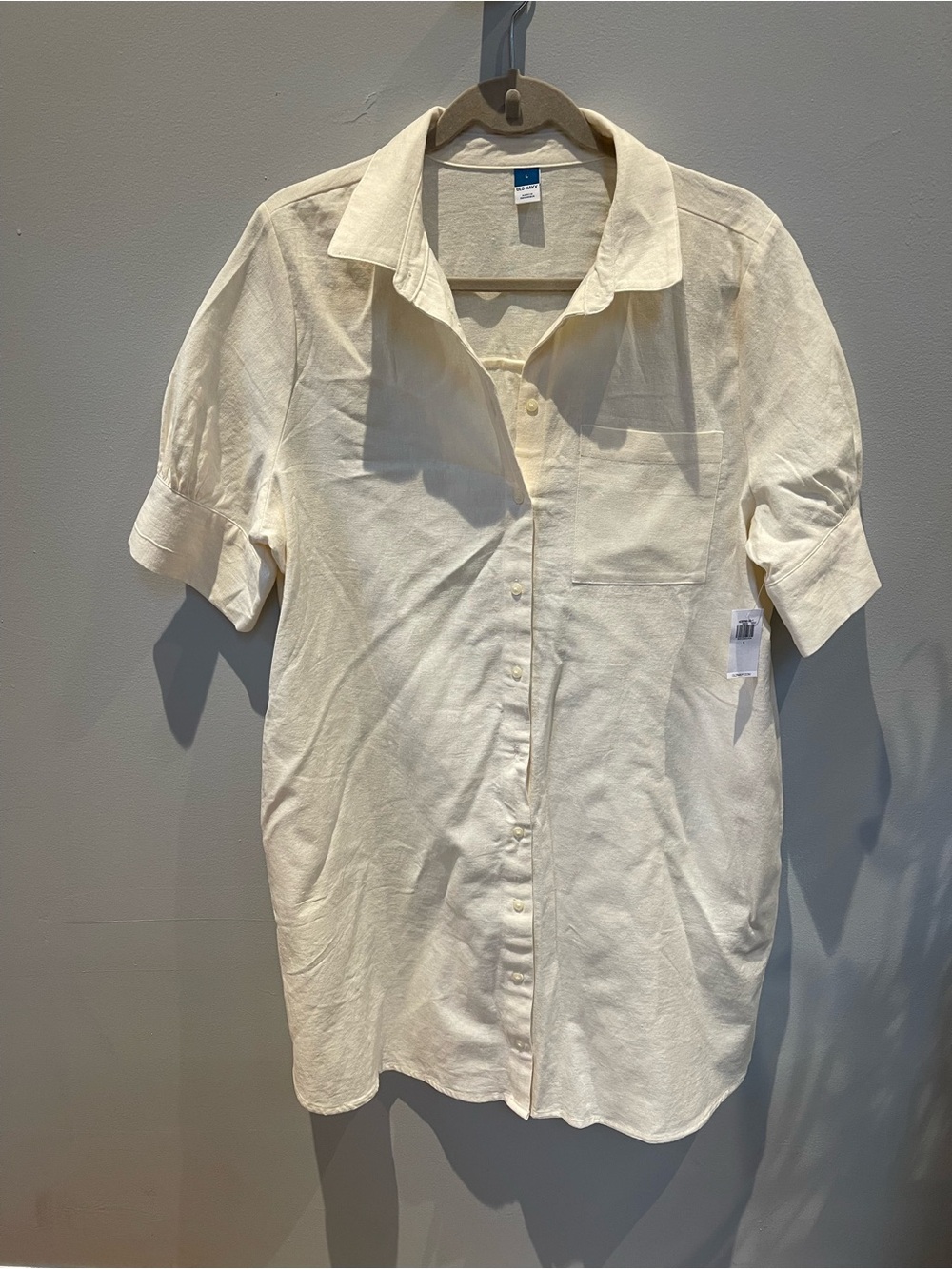 Old Navy Cream Short-Sleeve Button-Down Dress